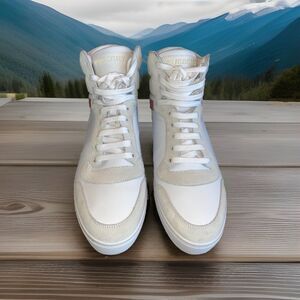 Burberry - Men's Reeth Leather House Check High-Top Sneakers White Size 12